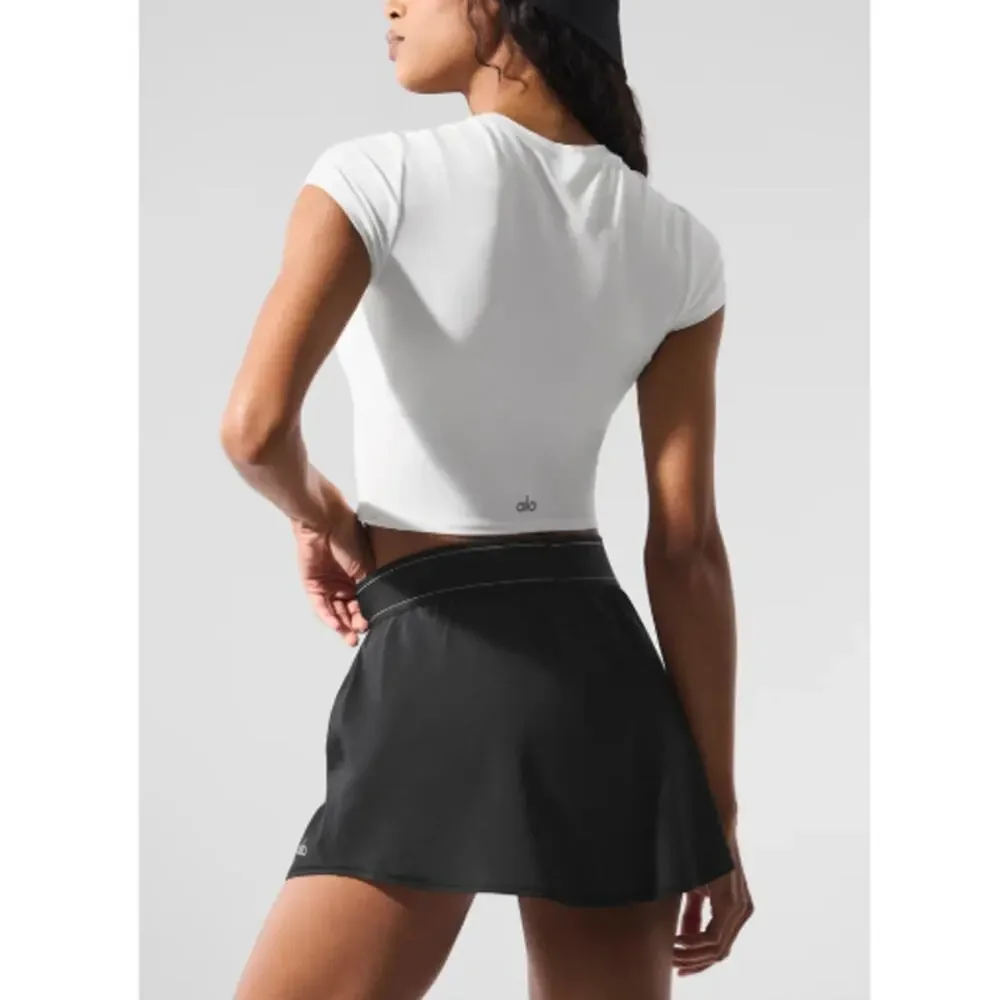 Alo Yoga White Alosoft Crop Finesse Short Sleeve Top Size XS